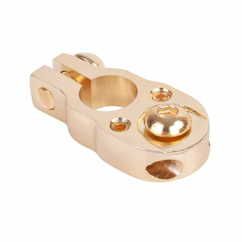 Battery Terminal Pure Brass 15.9 17.5 for Car Truck Bolt Positive and Negatice Pole Brass  24K Gold Car Audio Modified Connector