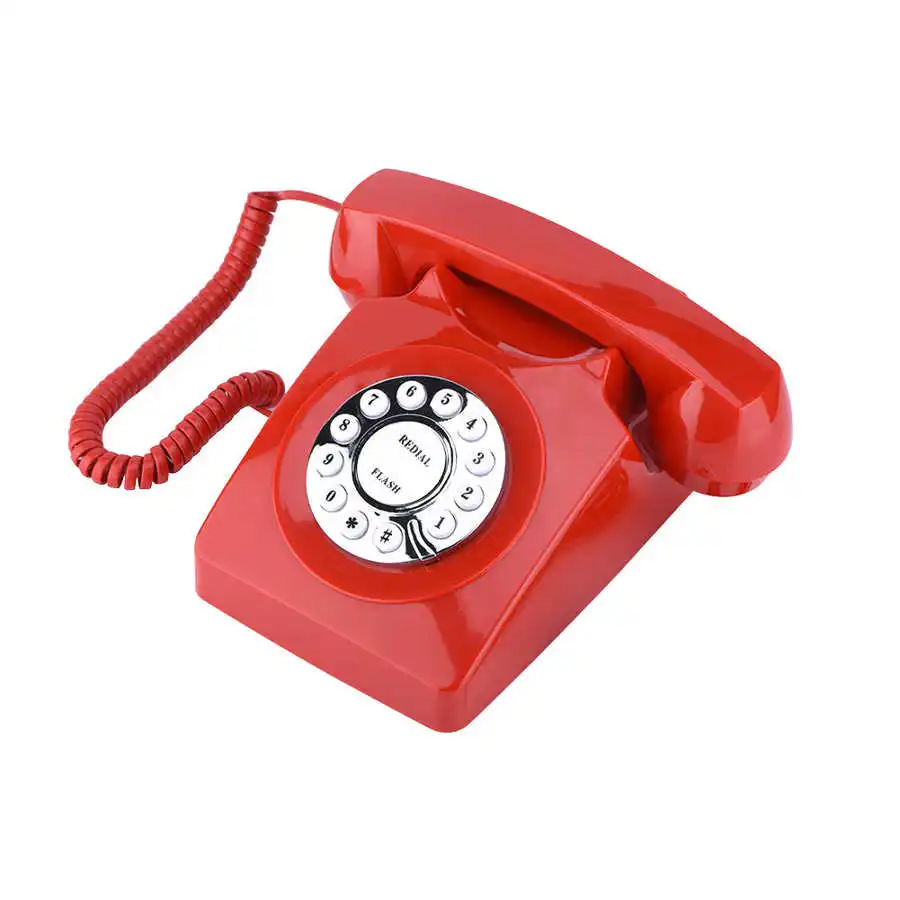 هاتف عتيق بصوت واضح ، طراز عتيق ، عتيق ، تخزين الأرقام ، هاتف أرضي أحمر ، حبال