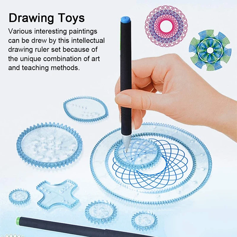 22pcs/set Gears Wheels Drawing Accessories Spirograph Painting Toys Kit Interlocking Kids Creative Educational Toy Spirographs