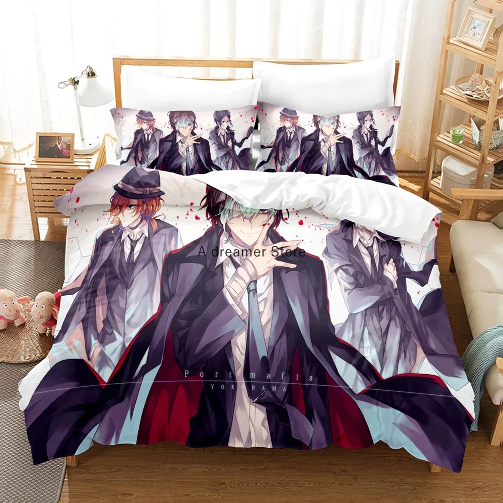 

Anime : Bungo Stray Dogs Bedding Set Cartoon Duvet Cover And Pillowcases Queen Full Size Kids Gift Decor Home Bedclothes