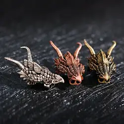 Rose Golden Color Decorative Beads 1 Piece/Lot Dragon Head Shape Copper Beads For Making DIY Bracelet Necklace Parts 2020 Gifts