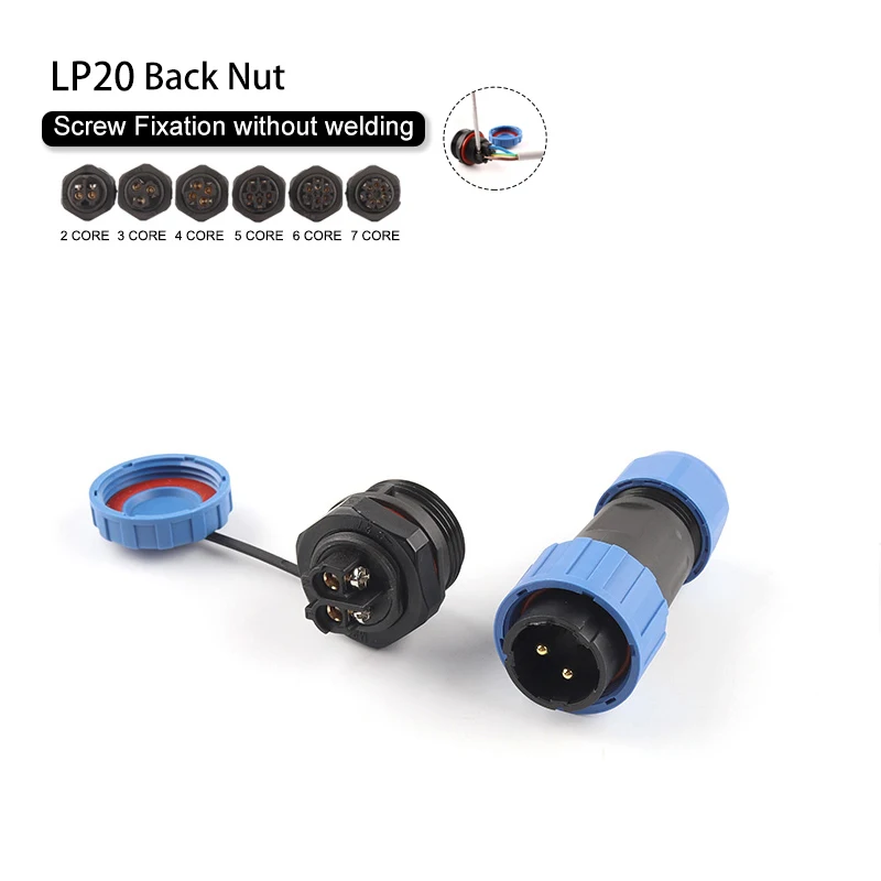 

LP/SP20 Waterproof Connector No welding Male Plug&Female Socket 2/3/4/5/6/7 Pin Panel Mount Wire Cable Connector Aviation Plug