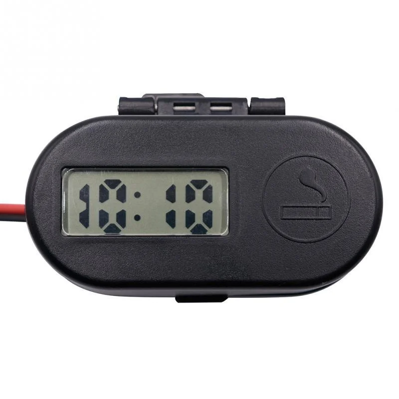 Motorcycle Waterproof Car Cigarette Lighter Socket Kit Dual Moto Usb Charger Power LED Voltmeter Time Display For Boat ATV