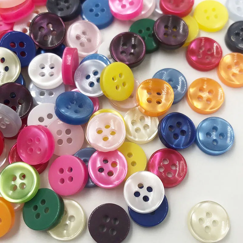 50/100Pcs 11MM 4-holes mix colors plastic buttons garment sewing accessories DIY scrapbooking PT162