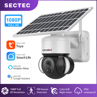 SECTEC Tuya Wifi Camear Solar Panel Battery Security Camear Outdoor PTZ Cam PIR Detection Support Google Smart Security Monitor