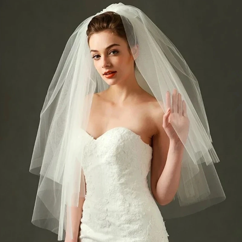 Comfortabele Bruiloft Sluier Hoge Kwaliteit Vlakte Zeer Zacht Wit Ivoor Kathedraal Bridal Veil Bruiloft Accessoires