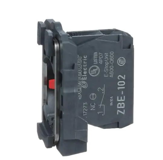 

ZB5AZ102C ZB5AZ102 = ZB5AZ009C + ZBE102C Single contact block with body/fixing collar, plastic, screw clamp terminal, 1 NC