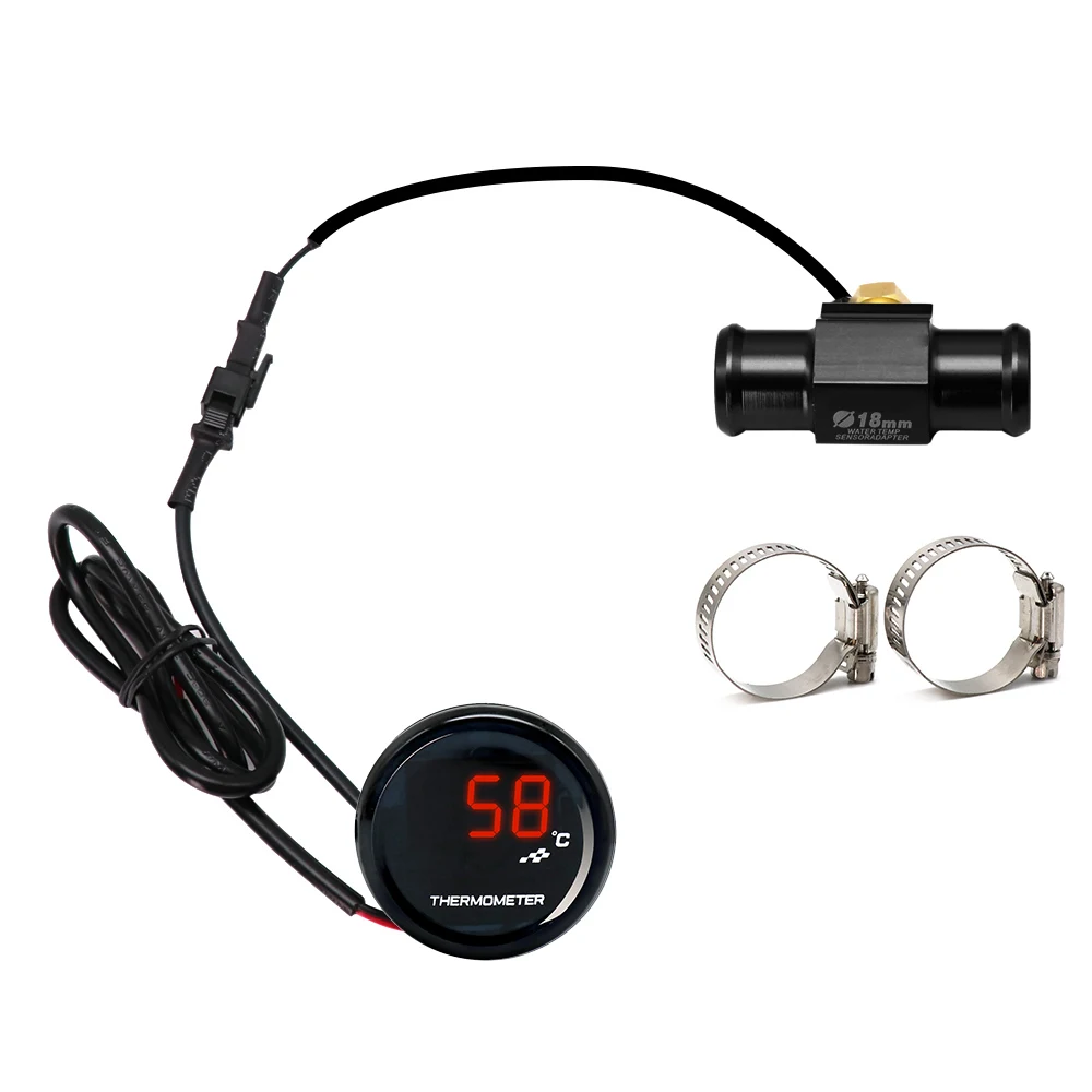 ZS Racing Motorcycle KOSO Water Temperature Mini Meter With 18mm Sensor Water Temp Adapter For Honda Yamaha Suzuki Racing