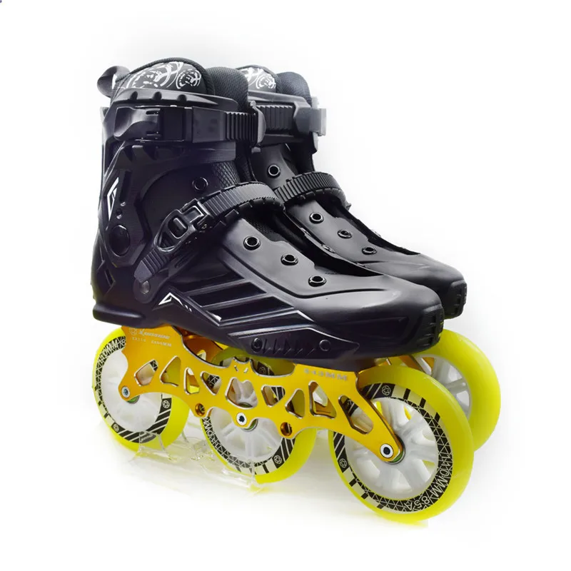 3X110mm adults inline speed skates for 110mm max wheel racing skating shoes with ILQ-9 Bearing CNC alloy 7075 skate frame base