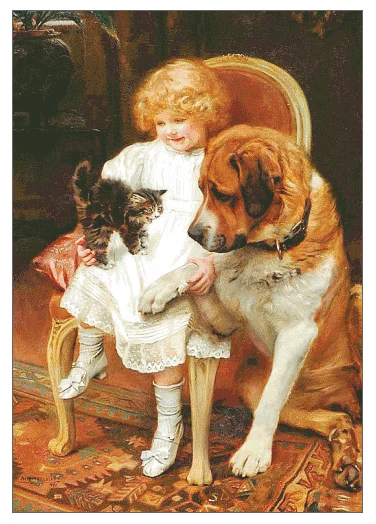 Girl with Ccat and Dog Cross Stitch Kits Needlework 14CT Unprinted Embroidery Top Quality Counted DIY Handmade Decoration