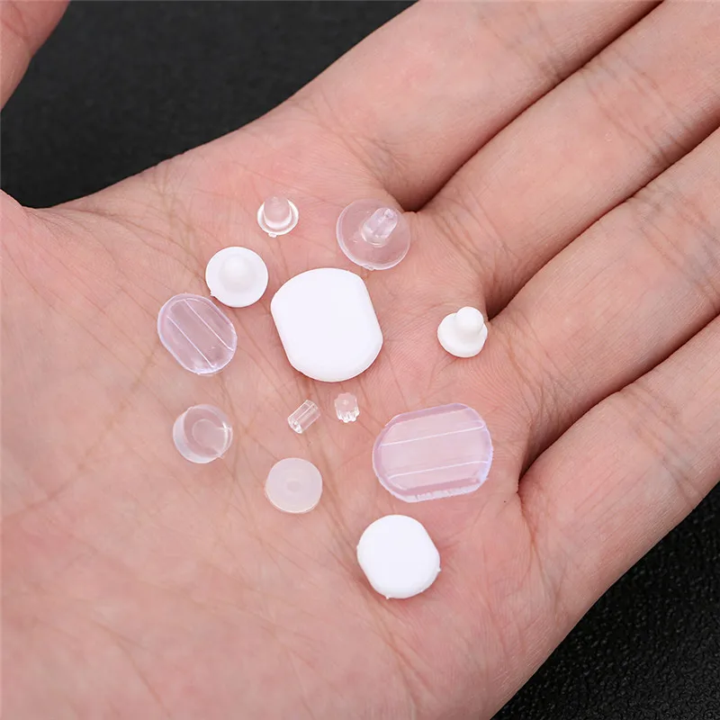 30-200 pces silicone brinco voltar rolhas de borracha de plástico earing orelha plug tampões bloqueados para diy jóias que fazem suprimentos acessórios