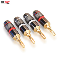 HIFIDIY LIVE 4PCS/Set 4mm Pure Copper Gold Plated Banana Plug Connector For Audio Video Speaker Adapter Terminal Connectors Kit