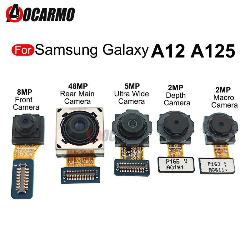 For Samsung Galaxy A12 A125 A125F Front Face Selfie + Back Ultra Wide Angle Rear Depth Macro Main Camera Module Flex Cable