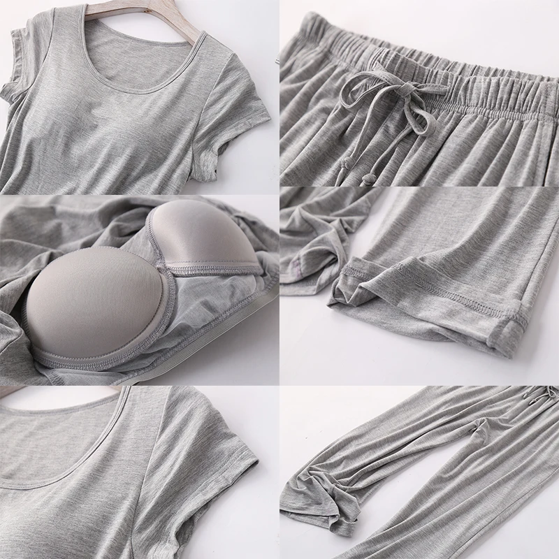 Pyjamas Suit Underwear Modal Plus-Size Femme Pajamas Sets Short-Sleeve Two-Piece-Set Home-Clothe Loose Soft Cotton Sleepwear