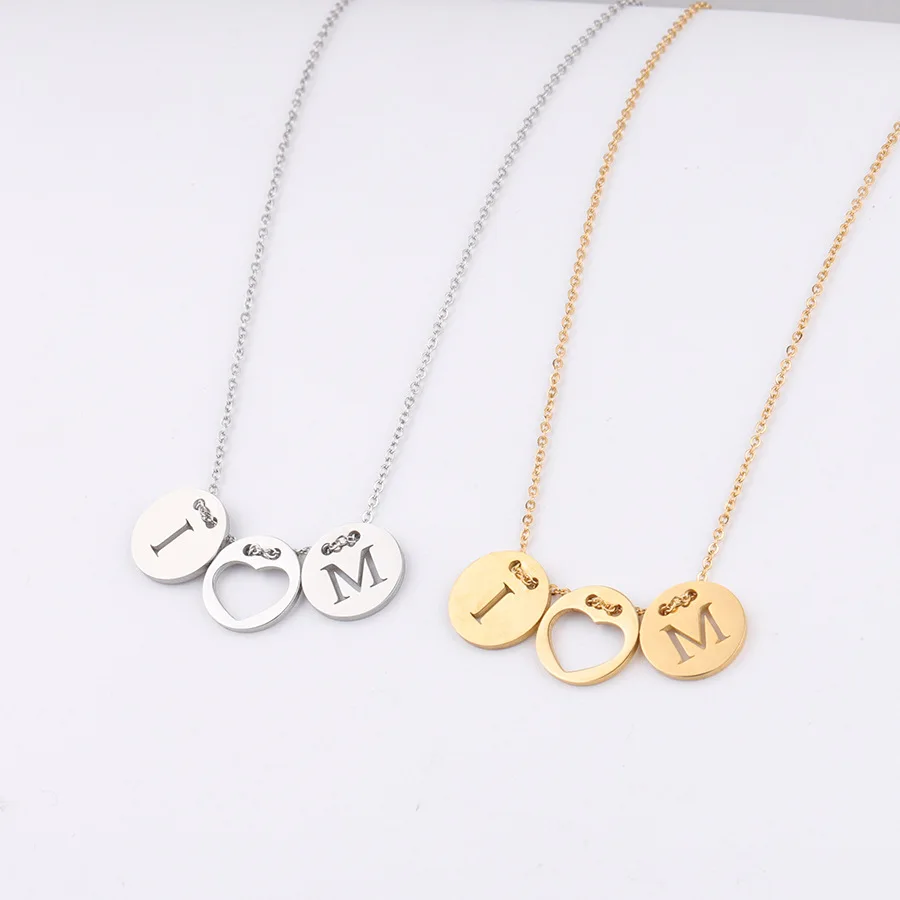 

10pcs 45cm Mirror Round English Letter Pendant DIY Express Love Creative Necklace Polished Stainless Steel Metal Women Trendy