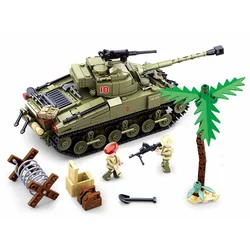 SLUBAN World War II North Africa Military Pazer Tank Model Kit Classic MOC Building Blocks WW2 Army Figures Bricks Toys For Boys