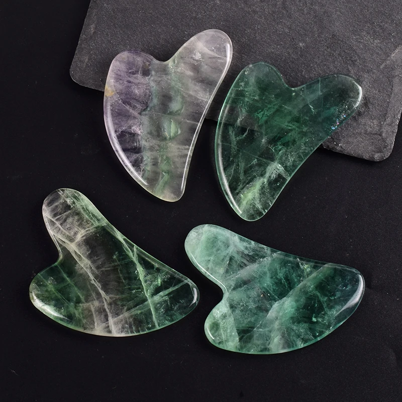 Color Fluorite Gua Sha Massage Tool Natural Stone Health Care Face Tools SPA Acupuncture Scraping Body Beauty Crystal Massager