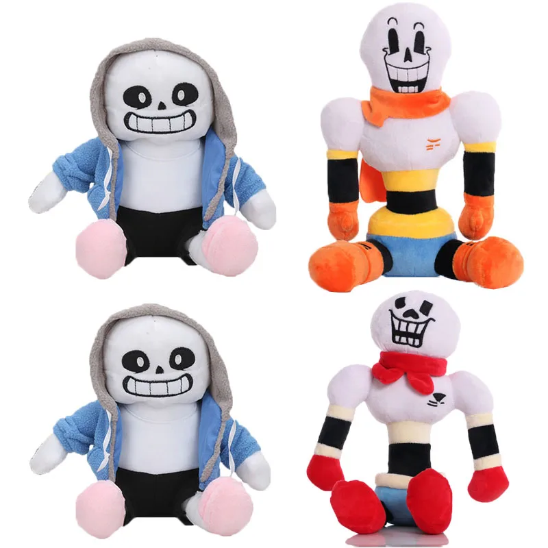 2 pçs conjunto undertale brinquedos de pelúcia sans papiro plushies figuras animais de pelúcia personagens de jogo macio bonecas crianças aniversário presentes de natal