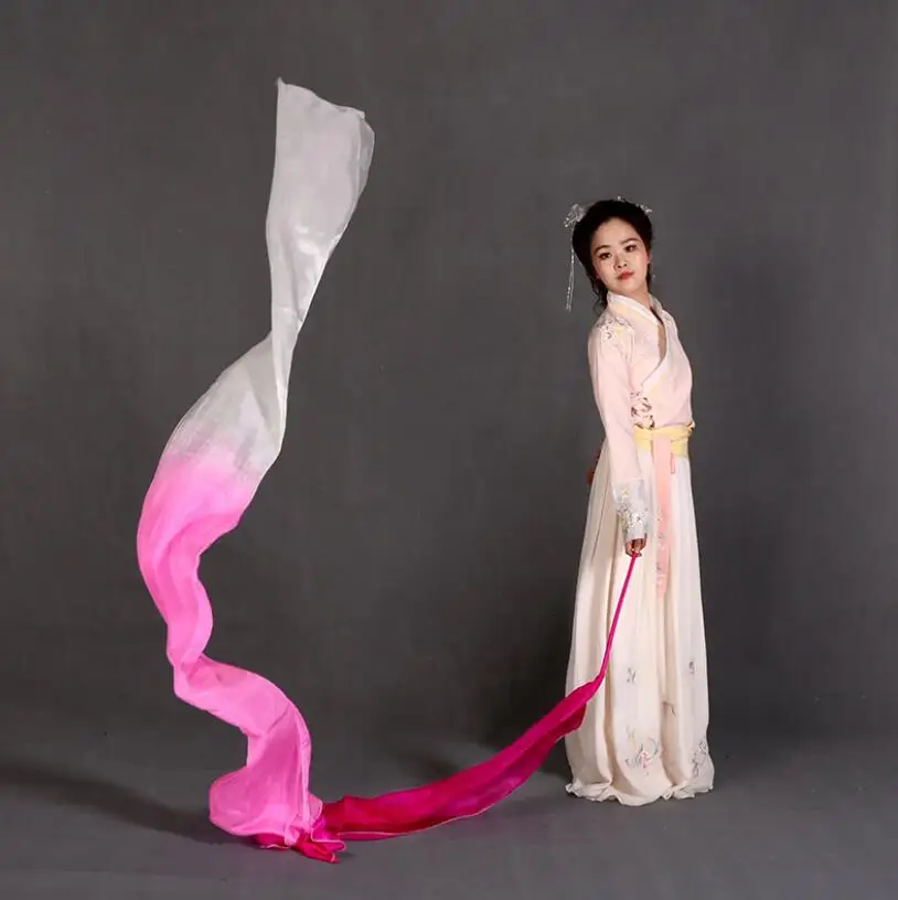 400X45cm Light Weight Dance Streamer 100% Real Silk Ribbon Dancer Wand Plus Size Professional Dancer Performance Show Props Fire