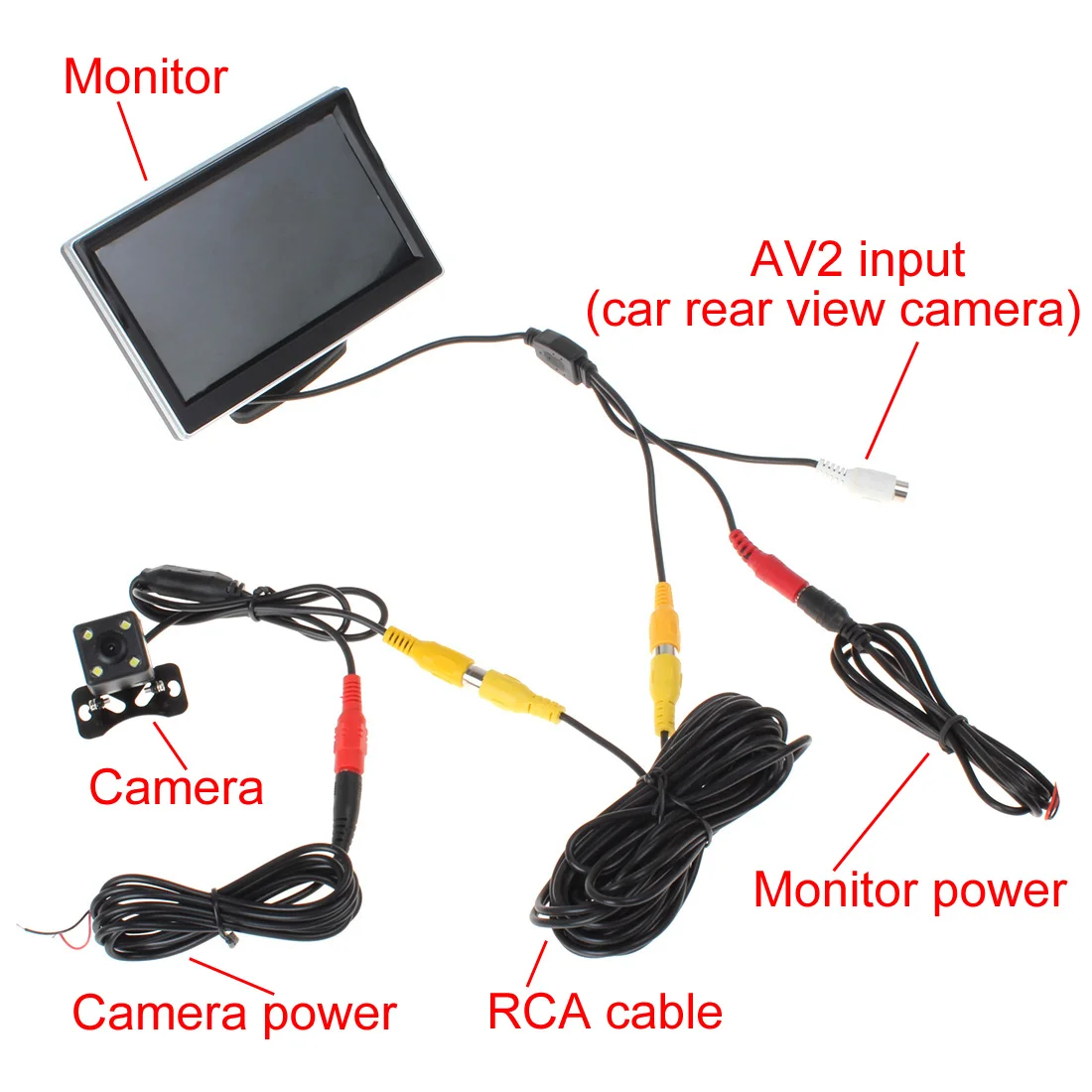 5 Inch TFT-LCD Digitale Car Rear View Monitor Lcd Display Voor Vcd/Dvd/Gps/Camera Met Front membraan