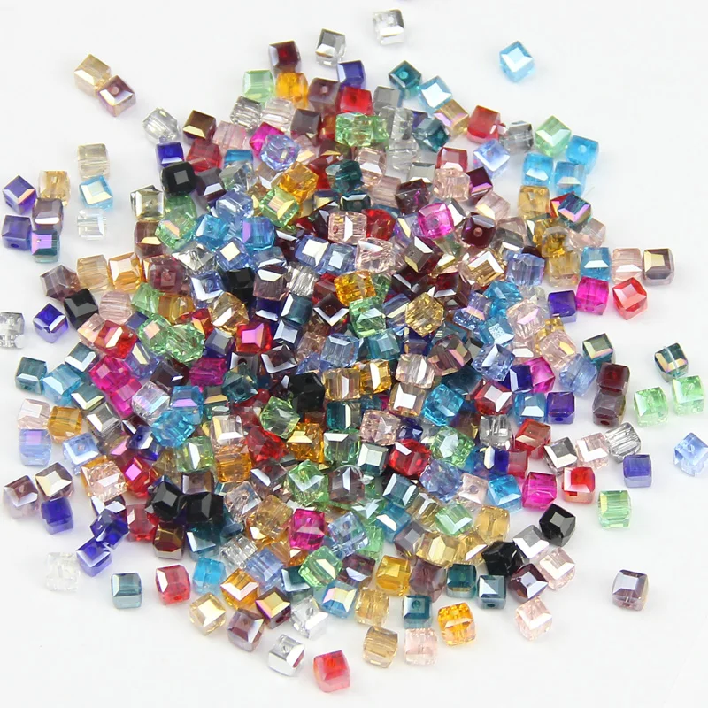 YHBZRET Square shape Upscale Austrian crystal beads spacer 6mm 50pcs Transparent Loose beads for Jewelry making bracelet DIY