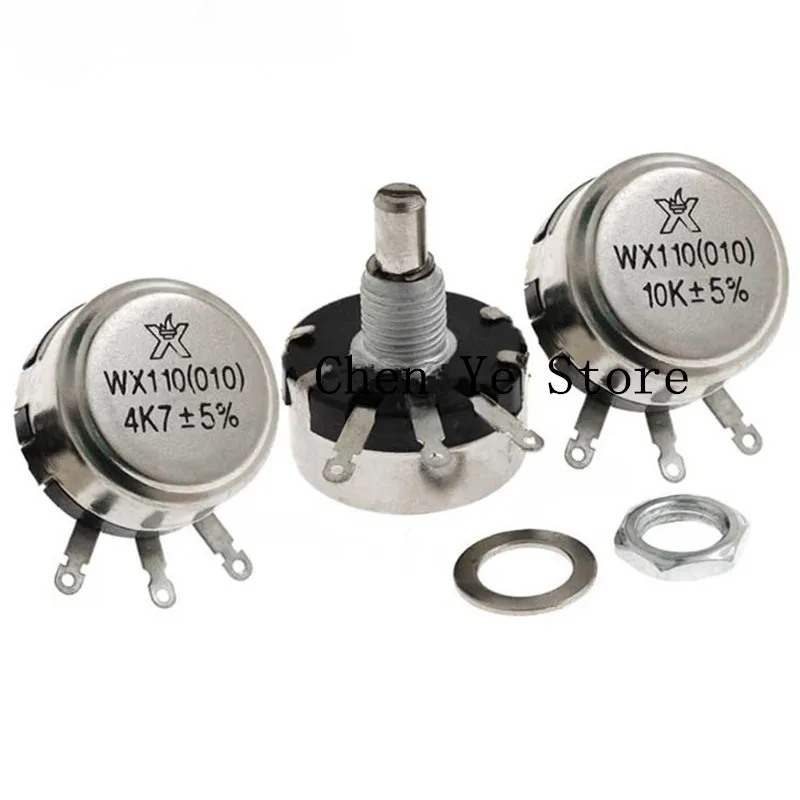 Free Shipping10pcs WX110 (010) Single-Turn Wirewound Potentiometer 1W 470R 6K8 100R 220R 1K 2K2 5K6 10K 4.7K 22K 3K3