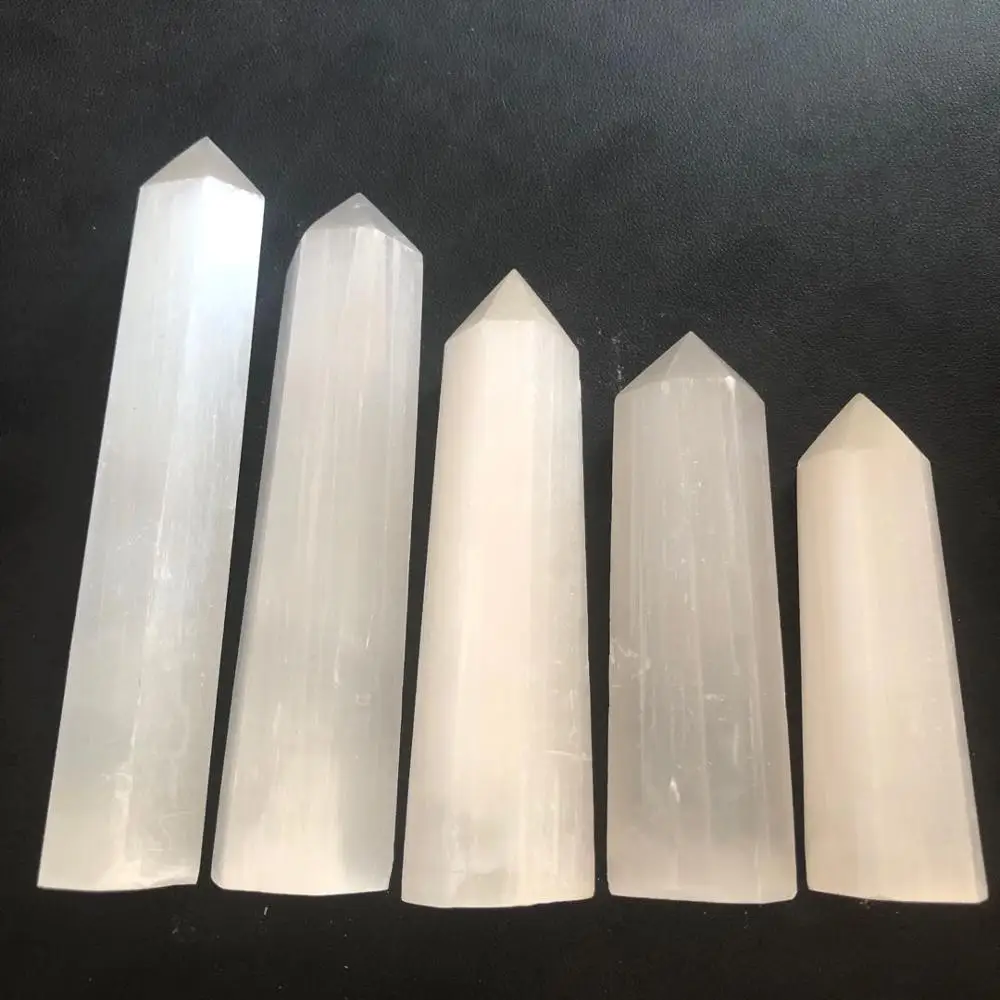 

Natural White Gypsum Selenite Single Point Wand Carving Crystal Gemstone Reiki Chakra Healing Gift