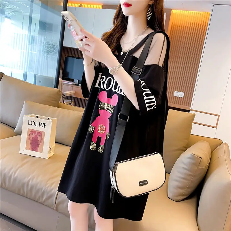 Aesthetic Fashion Women T-shirt Summer T Shirt Short Sleeve Graphic Clothes Midi Pulovers Loose Backless Aesthetic Tops Casual