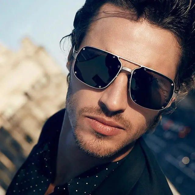 

eoome Brand 2020 Design Men Metal High Quality Luxury Metal Men Sunglass high Quality Square shape UV 400 With free case