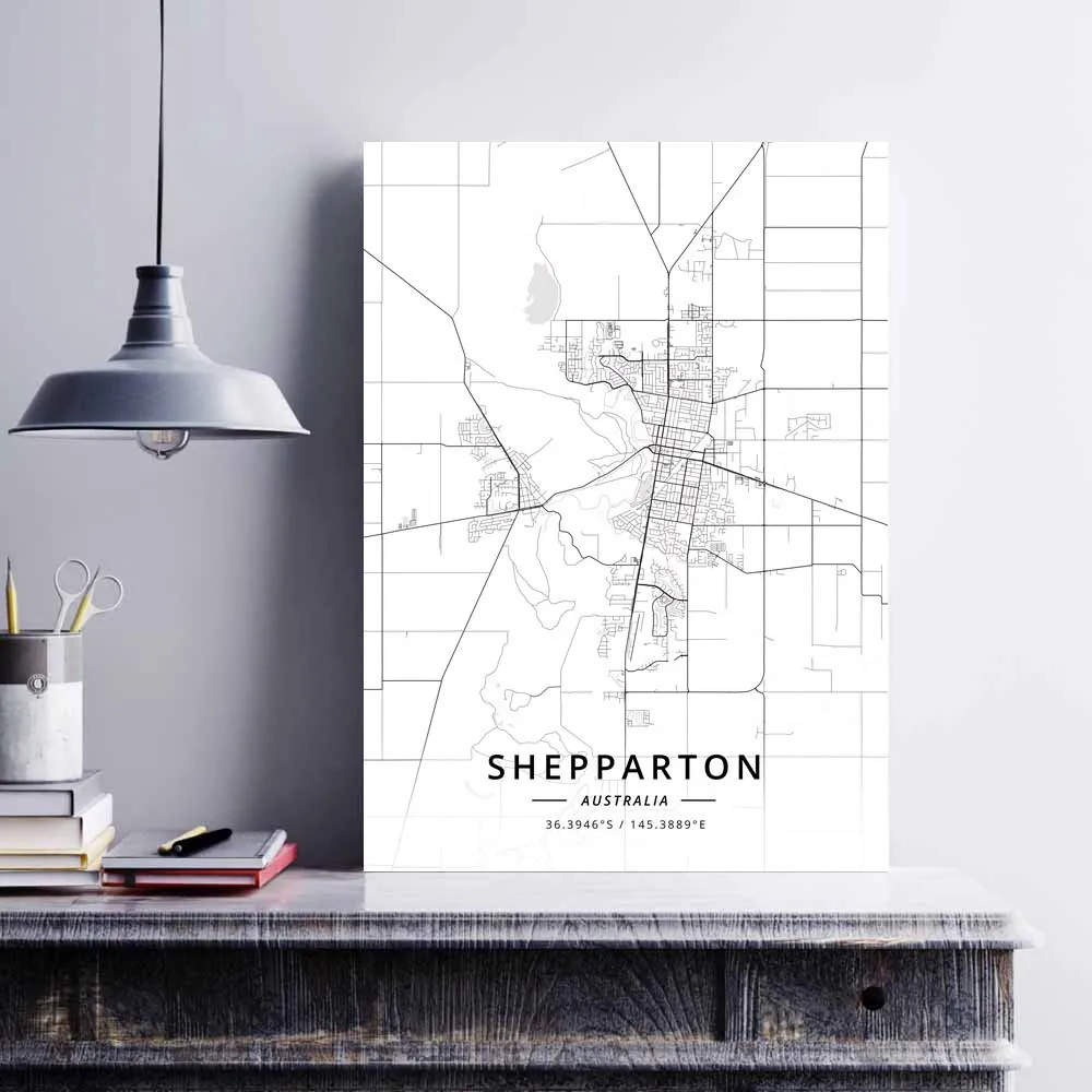 Rockhampton Shepparton Sunshine Sydney Tamworth Toowoomba Townsville Tweed Wagga Wodonga Wollongong Australia Map Poster