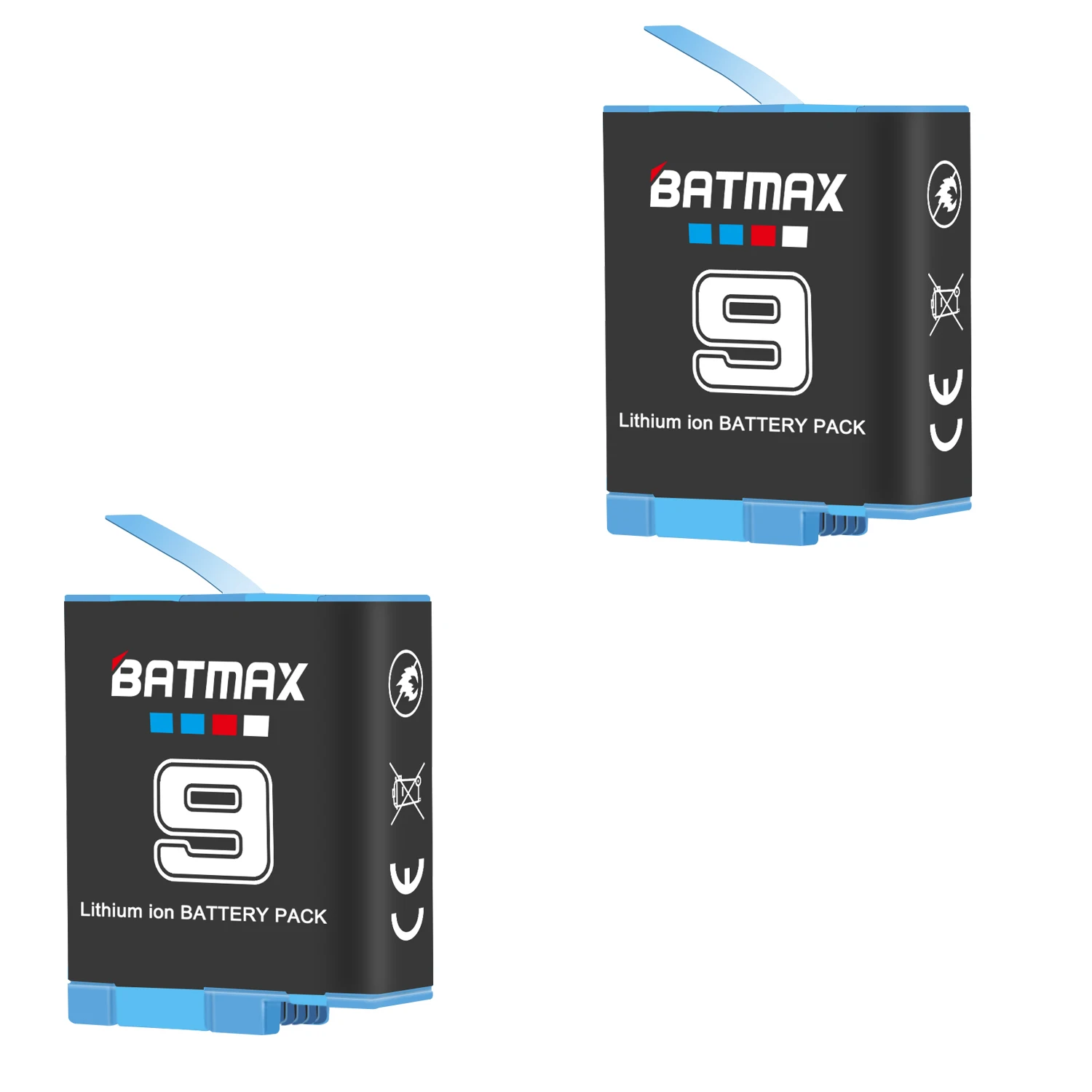 Batterie Batmax 1780 mAh pour GoPro fore9 fore10 11 12 caméras + chargeur USB LED 3 fentes noir avec stockage de batterie