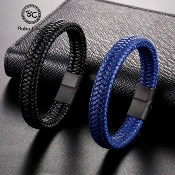 ผู้ชายคลาสสิกเครื่องประดับของแท้สายข้อมือหนังไทเทเนียมสีดำเชือก Magnetic Clasp สายรัดข้อมือสำหรับของขวัญเครื่องประดับชาย