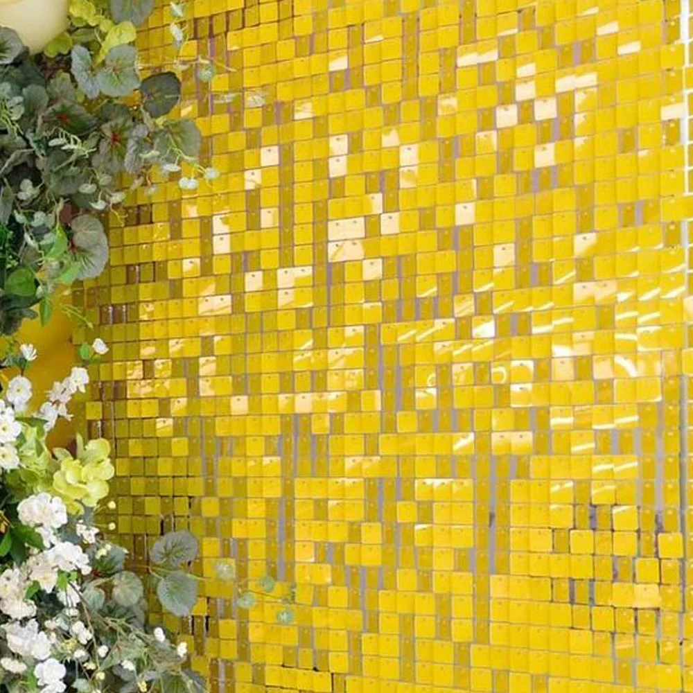 Sequin Shimmer Wall Backdrop Panel Decorations Wedding Anniversary Birthday Engagement Bachelorette Gold Yellow Best Party Decor