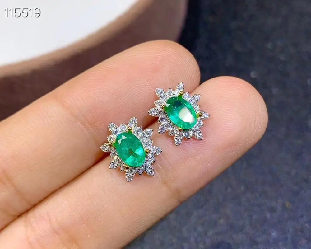 

100% Natural Real Emerald Earring 925 Silver sterling Fine Charm Jewelry for Women Wedding Party Earring
