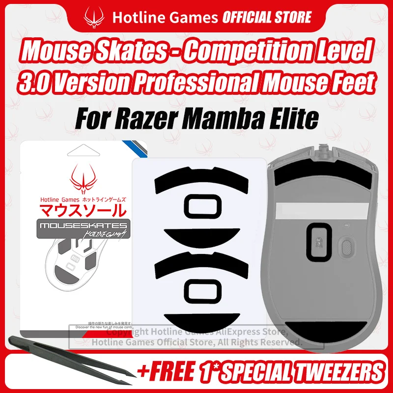 

2 Sets Hotline Games 3.0 Mouse Skates Mouse Feet Replacement for Razer Mamba Elite Gaming Mouse,Smooth,Durable,Glide Feet Pads