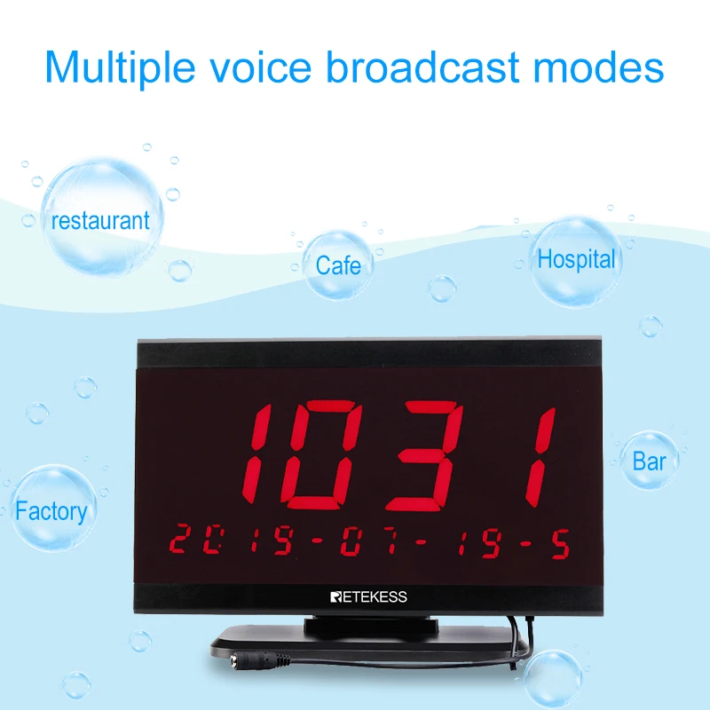 Retekess TD105 999 Channel RF Wireless Receiver Display Screen Host For Hookah Restaurant Pager Calling System Cafe Bar Hotel