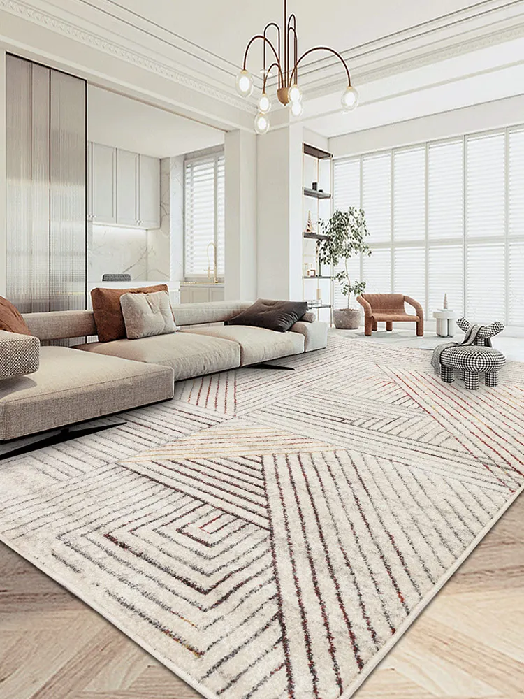 Nordic Ins Style Striped Carpet And Rug For Living Room Modern Light Luxury Bedroom Bedside Rug Minimalist Study Room Soft Mat