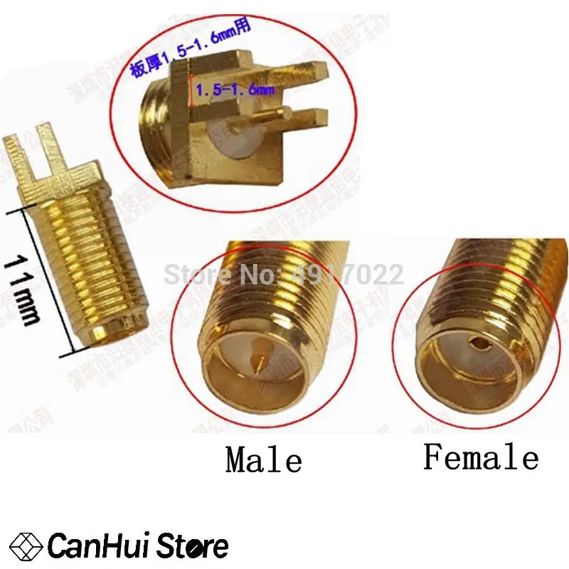 10 PCS SMA Weibliche Oder RP-SMA Weibliche (Männlich pin) RF Stecker Mutter Solder PCB Clip Rand Montieren 1,6mm Abstand 11 cm H