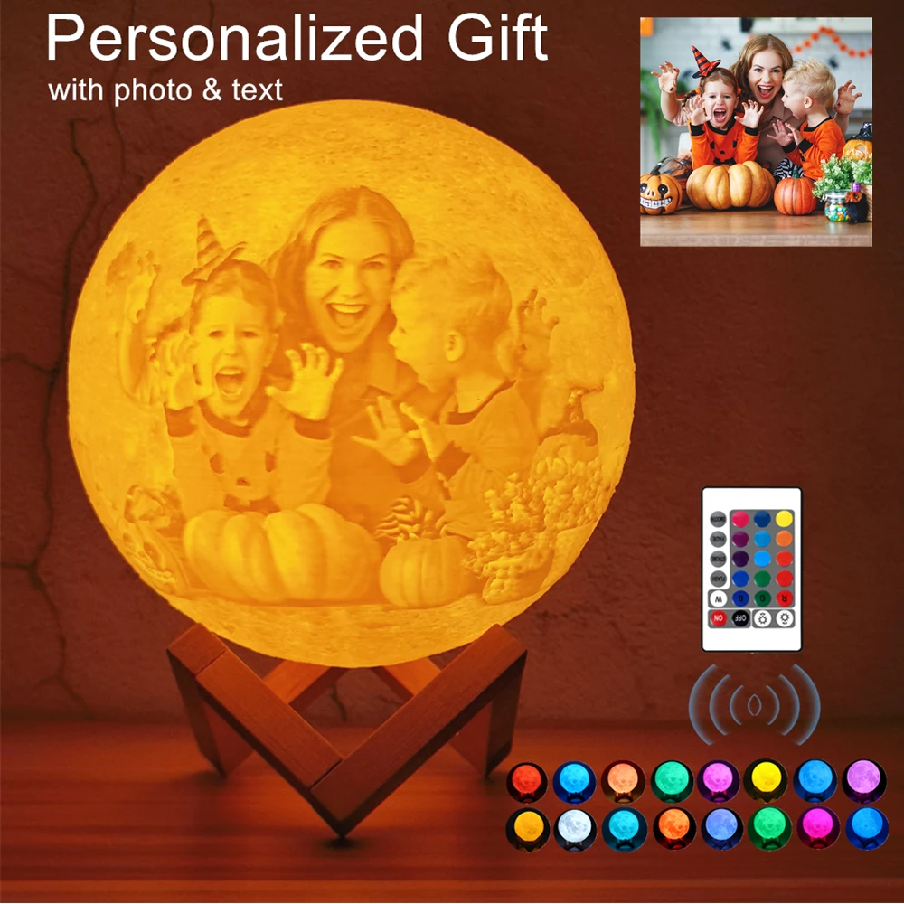 Photo/texte personnalisé impression 3D lune lampe interrupteur tactile veilleuse pour enfants petite amie famille cadeau personnalisé décor à la maison livraison directe