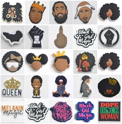 Amuletos para zapatos Black Lives Matter PVC retratos de dibujos animados accesorios para zapatos para niños niñas adultos regalos
