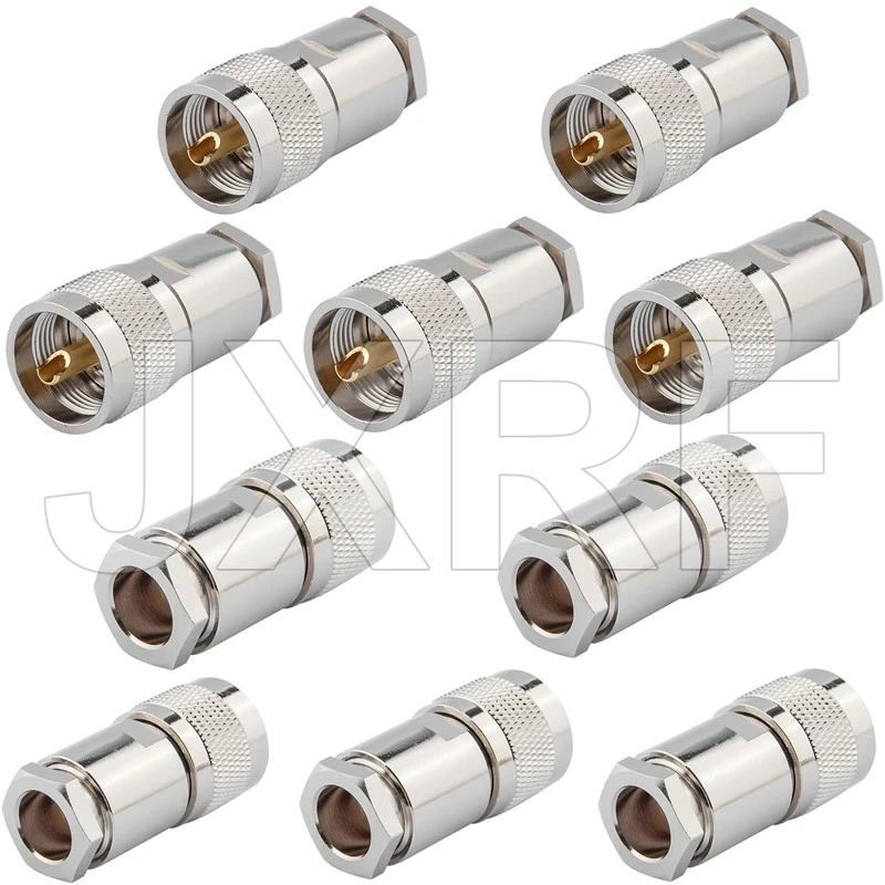 

10PCS PL259 UHF Male Clamp for LMR400 RG213 RG8 7D-FB Coaxial Cable Extension RF Adapters Connector