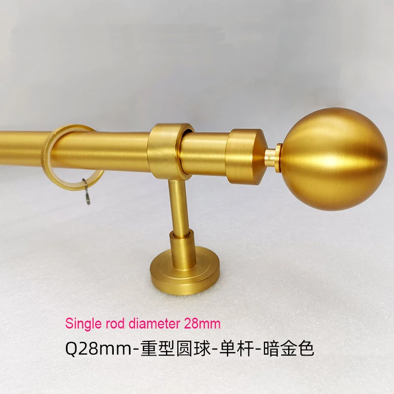 

Factory direct European minimalist style 28mm silencer curtain rod double rod Brushed gold curtain pole