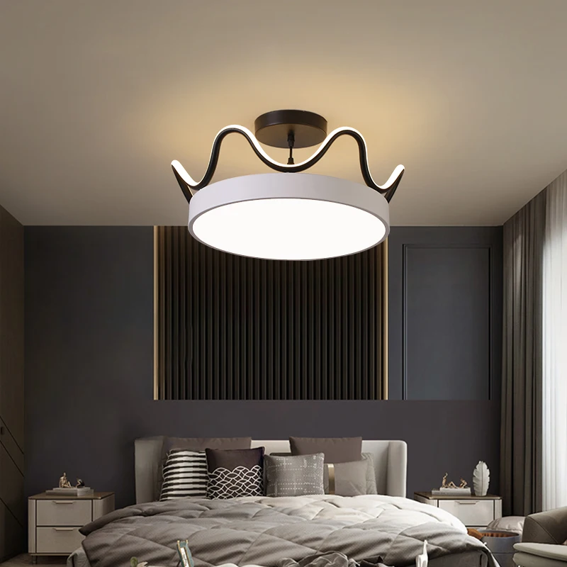 Modern led circle chandelier bedroom room minimalist lamp Door Balcony baby room decoration golden crown kids room chandelier image 6
