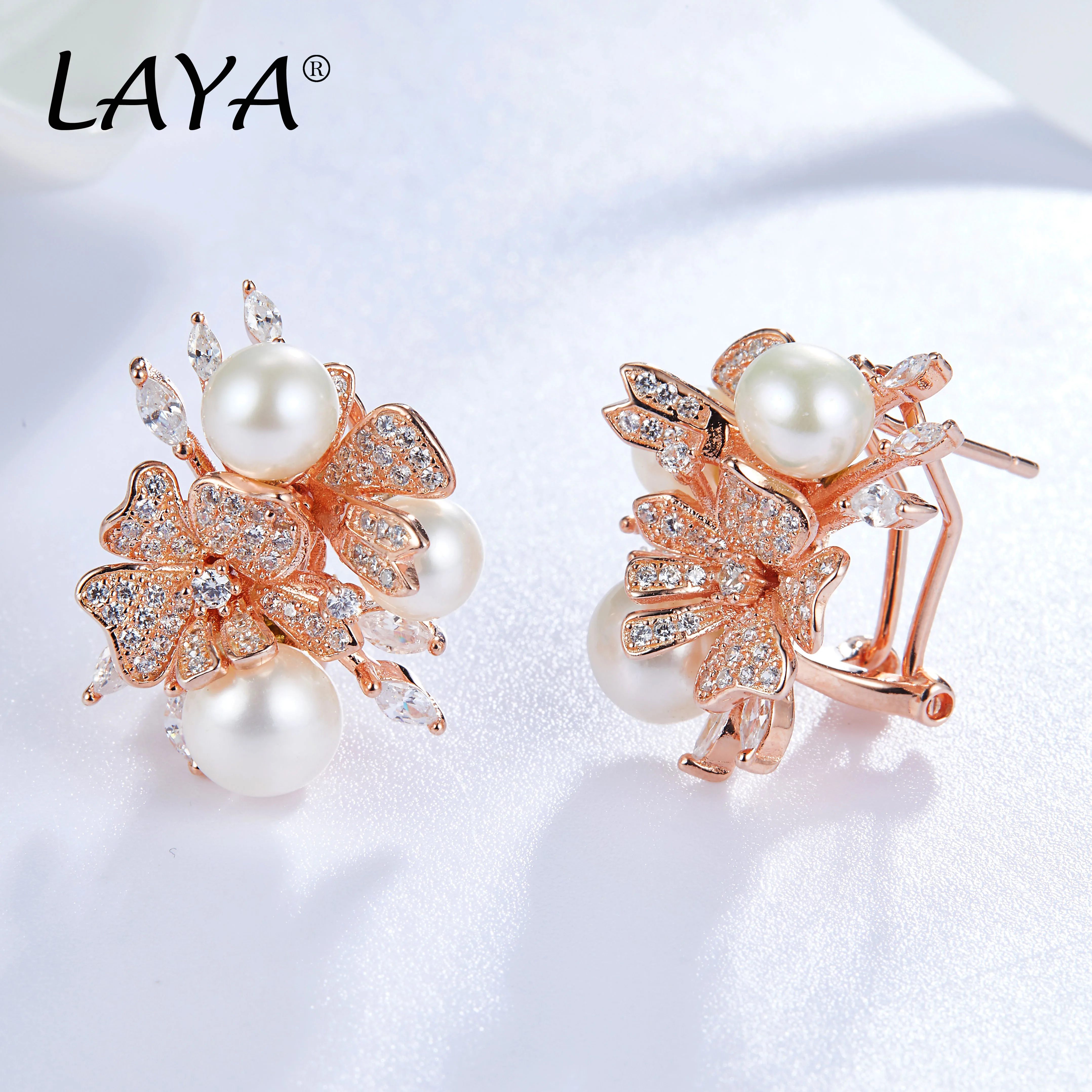 LAYA 925 Sterling Silver Shining Zircon Shell Pearl Earrings Ring Necklace Sets For Women Wedding Luxury Jewelry 2022 Trend