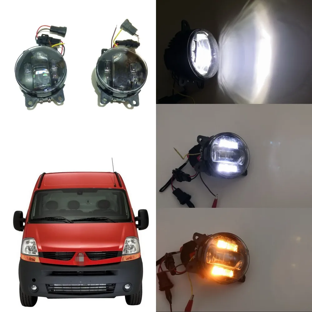 

July King 6000k 3000LM LED Fog Lamp Case for Renault Master 2003-2010, 20W Lens Fog Lamp + 6W DRL+ 4W Yellow Turn Signals