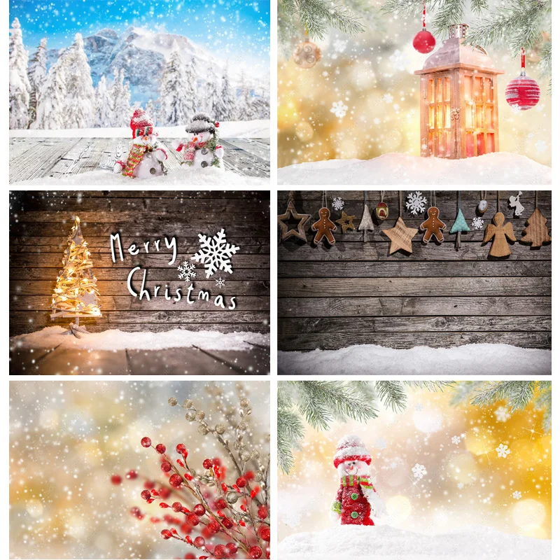 

Christmas Wooden Planks Theme Photography Background Snowman Children Portrait Backdrops For Photo Studio Props 211221 MMSD-01