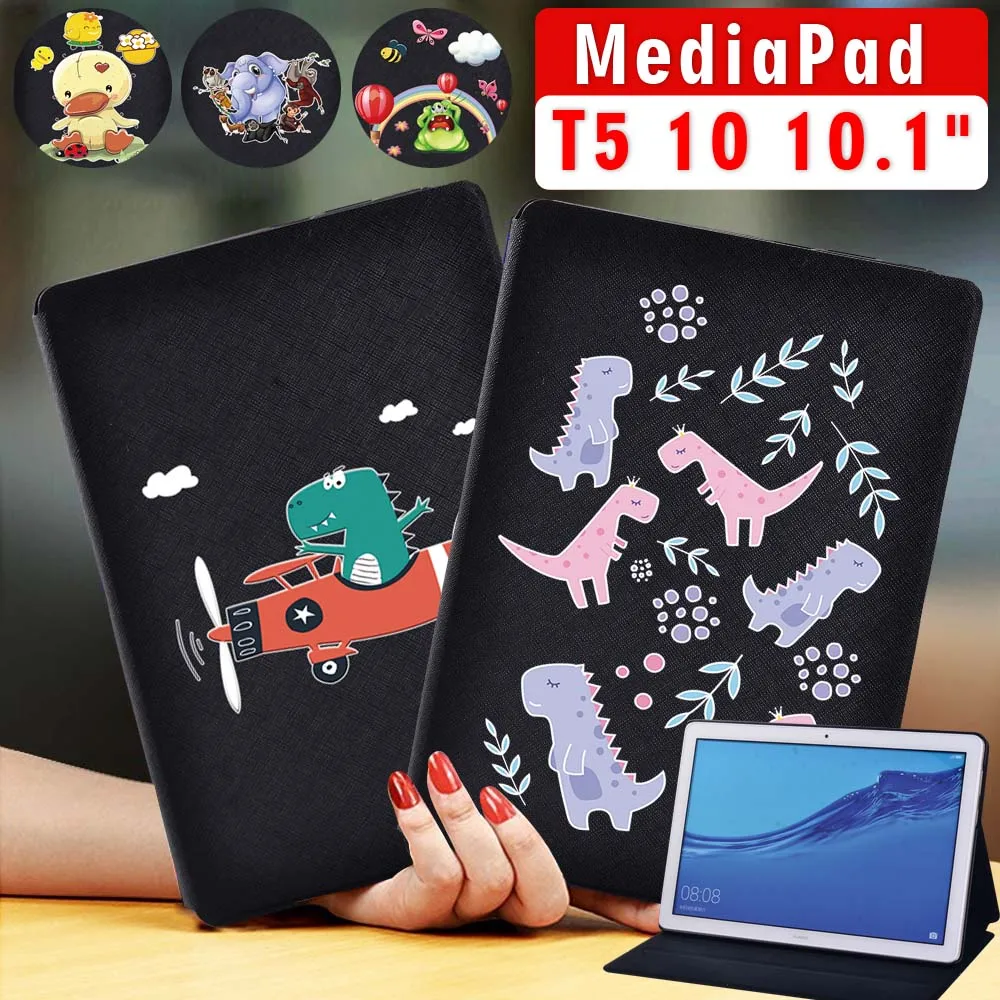 

Tablet Case for Huawei MediaPad T5 10 10.1 Inch Cute Cartoon Pattern Protective Cover + Free Stylus