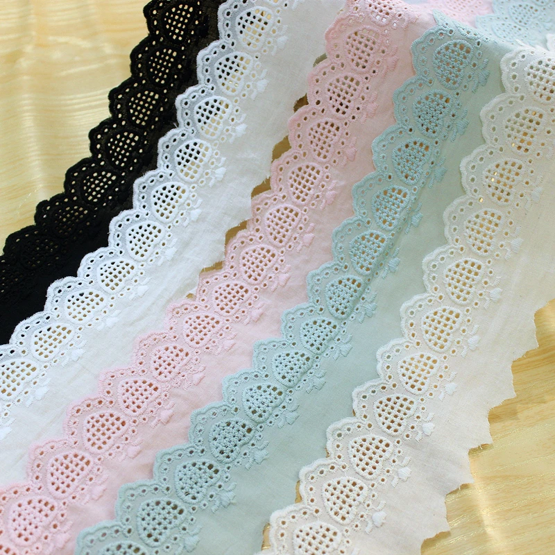 

Cotton Lace Trim 10 yard Ivory Pink Green Black Strawberries Embroidered Ribbon Tapes Cloth Fabric Dress Sewing Materials M4F93