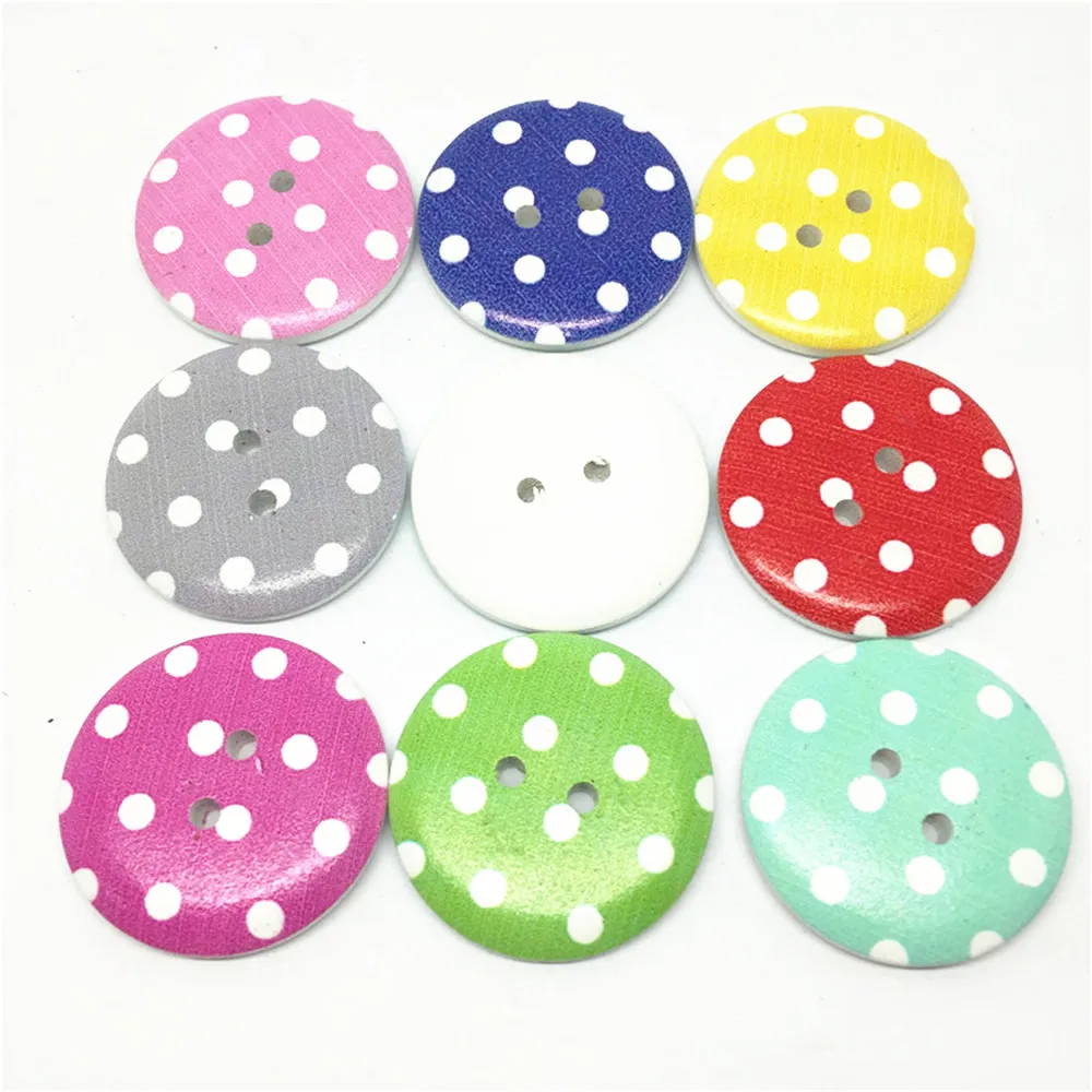 

20pcs 30mm Large Wood Buttons Dots Round Sewing Spotted With 2 Holes Embellishments Cardmaking Scrapbooking Bag Decorations