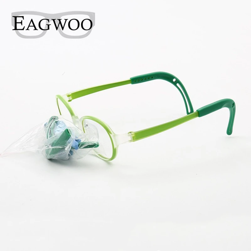 Eagwoo Silicon Soft Eyeglasses Children Optical Frame Little Boy Girl Glasses Temple with Adjustable String Green